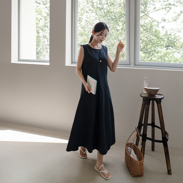 [Special Sale] Rustling Incision Sleeveless shirts Long Dress
