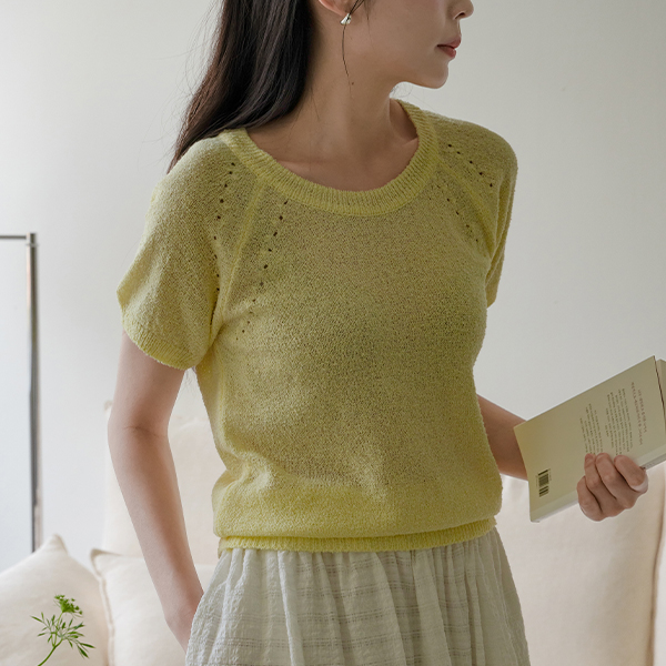 쿨링 부클 Linen Short-sleeve Knitwear
