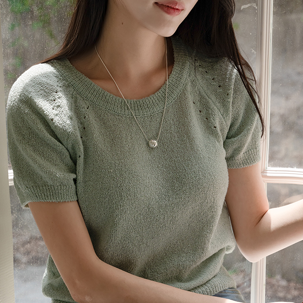 쿨링 부클 Linen Short-sleeve Knitwear