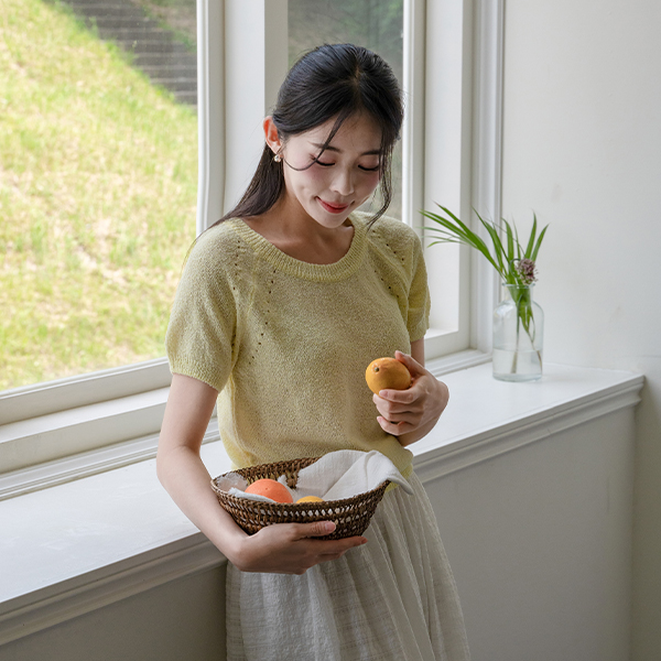 쿨링 부클 Linen Short-sleeve Knitwear