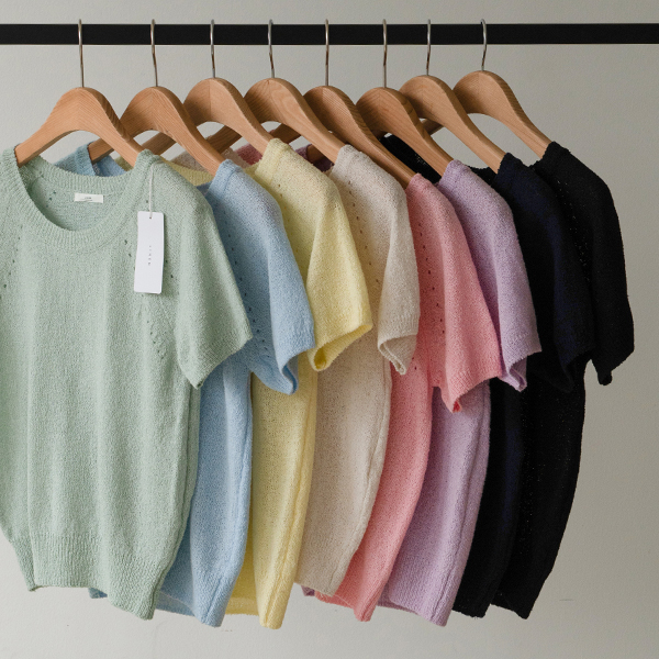 쿨링 부클 Linen Short-sleeve Knitwear