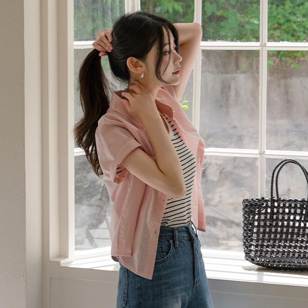 [Special Sale] 컬러풀 세미크롭 Short-sleeve Shirt
