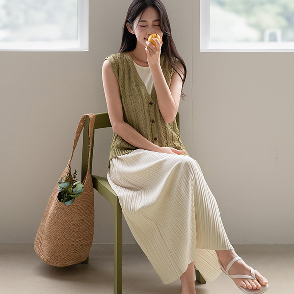 Pleats layered Sleeveless shirts Dress