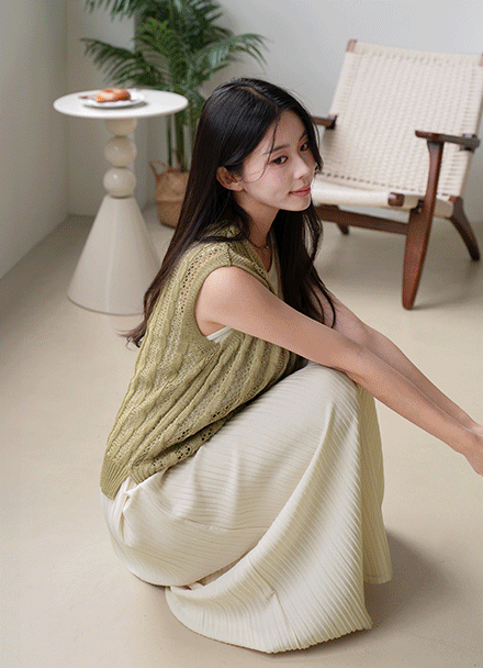 Pleats layered Sleeveless shirts Dress Korea