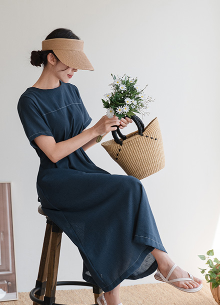 Linen stitch 핀턱 String Dress Korea