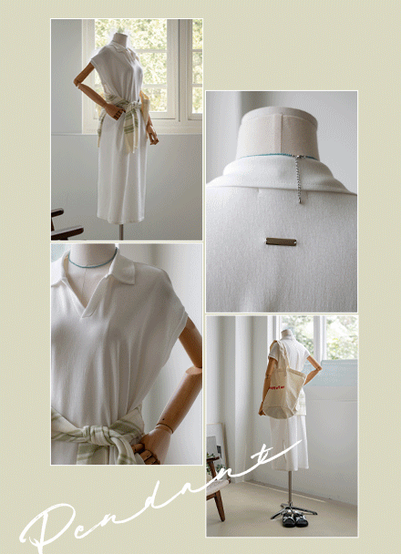 캡소매 Collar pendant Long one piece Korea