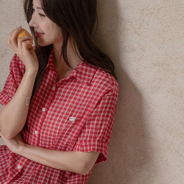 Mond Seersucker Pendant Check Shirt