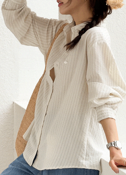 Cool Pendant Stripe Shirt Korea
