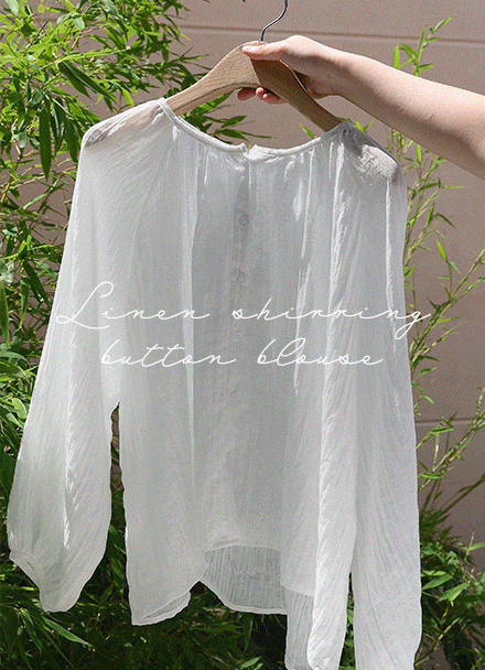[Special Sale] Linen 셔링 버튼 Blouse Korea