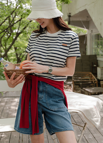 Steel Patch Stripe T-shirt Korea