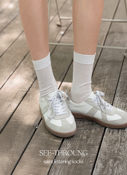 See-through Saint Lettering Socks Korea