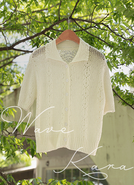 Wave Collar Skasi Short-sleeve Cardigan Korea