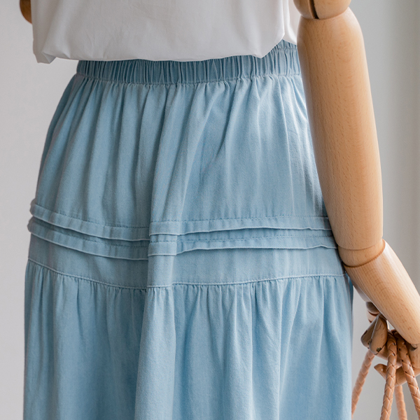 Denim Cancan Banding Skirt