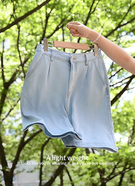 Cool Slosh Pintuck Back Banding Denim Shorts Korea