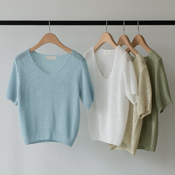 Fruits Net V-Neck Short-sleeve Knitwear