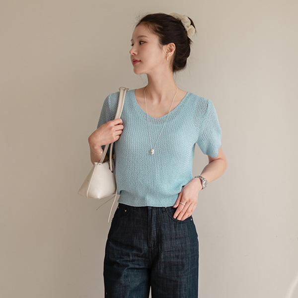 Fruits Net V-Neck Short-sleeve Knitwear