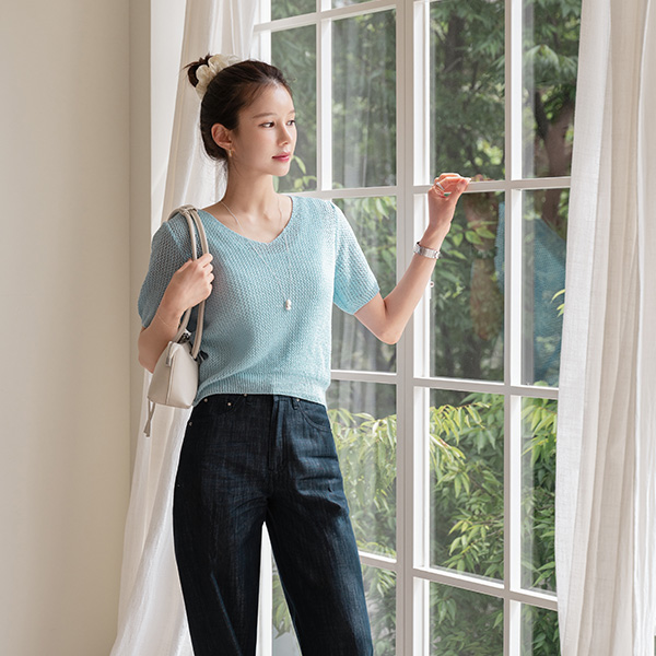 Fruits Net V-Neck Short-sleeve Knitwear