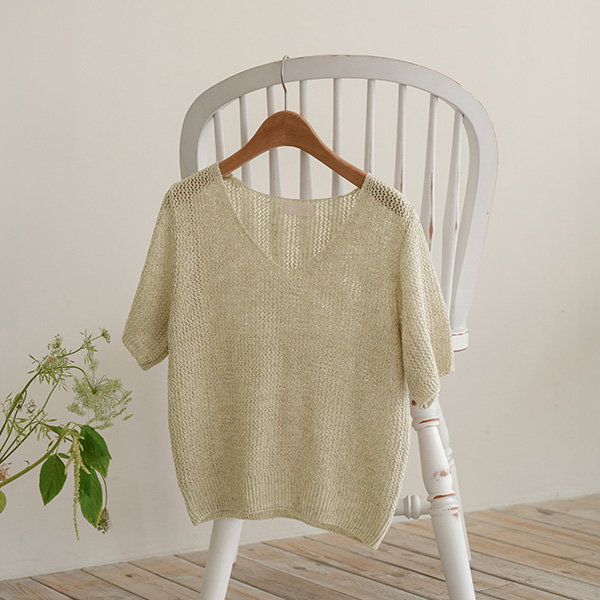 Fruits Net V-Neck Short-sleeve Knitwear