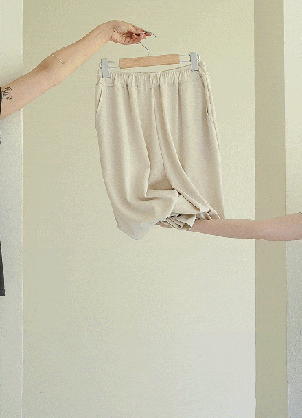 Linen 통 와이드 Banding Pants Korea
