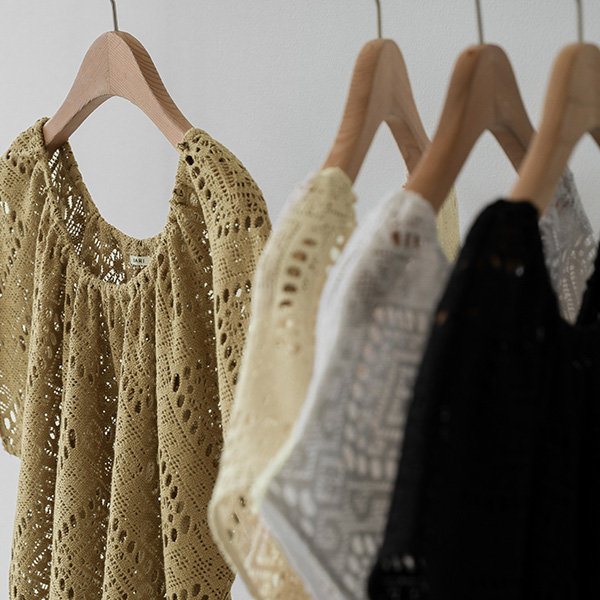 Crochet Shirring Knitwear Blouse