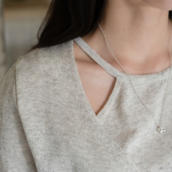 Linen Wrap Shoulder Slits Knitwear