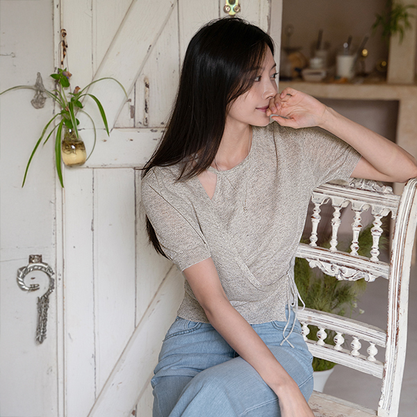 Linen Wrap Shoulder Slits Knitwear