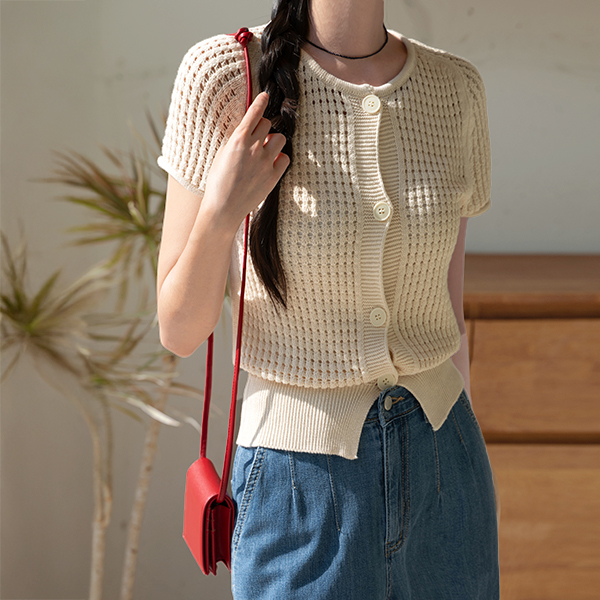 Rosé Skasi Short-sleeve Knitwear Cardigan