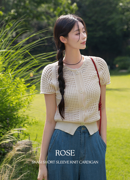 Rosé Skasi Short-sleeve Knitwear Cardigan Korea