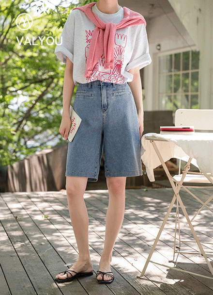 [valyou] Hidden Pocket Denim Shorts Korea