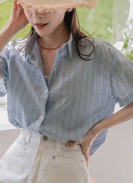 Jane Stripe Short-sleeve Shirt Korea