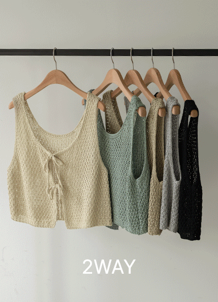 two-way 양면 bowknot Knitwear Vest Korea