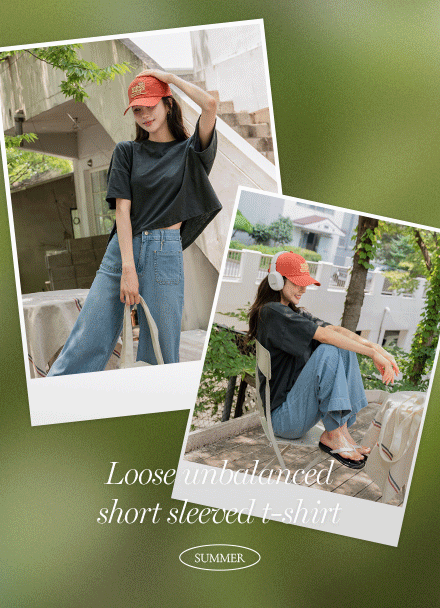루즈 언발 Short-sleeve T-shirt Korea