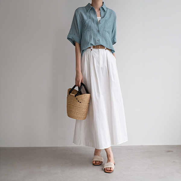 Fluffy Linen Shirring Shirt