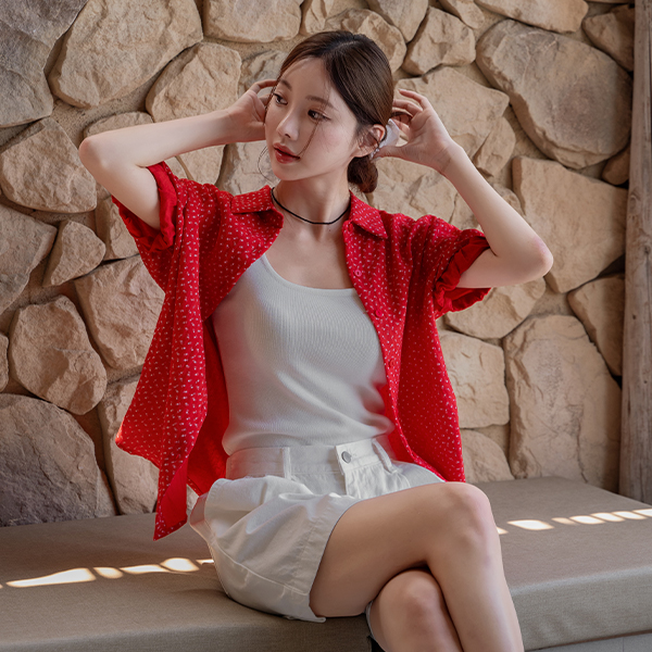 [Special Sale] Small Flower Rollup Short-sleeve Shirt