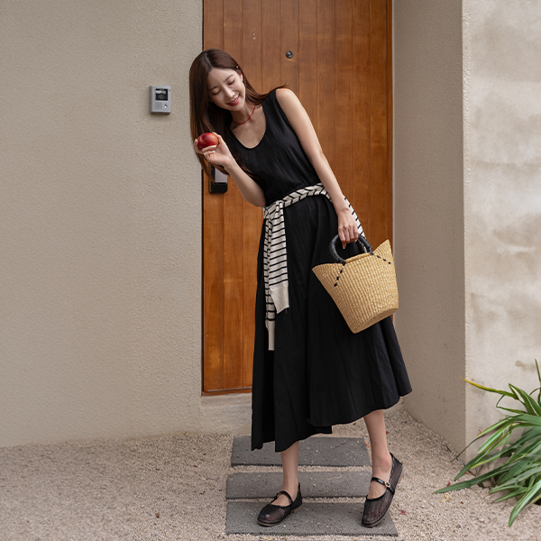 Flare String Sleeveless Shirts Dress