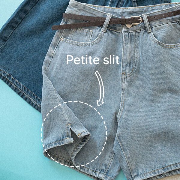 Belt 4부 절개 Denim Pants
