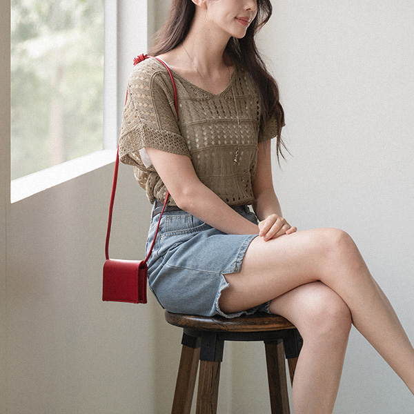 Belt 4부 절개 Denim Pants