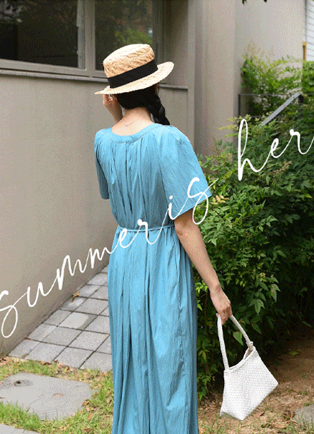two-way 바스락 Belt Wrinkles Dress Korea