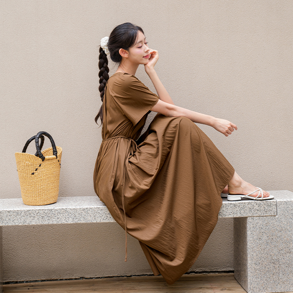 two-way 바스락 Belt Wrinkles Dress
