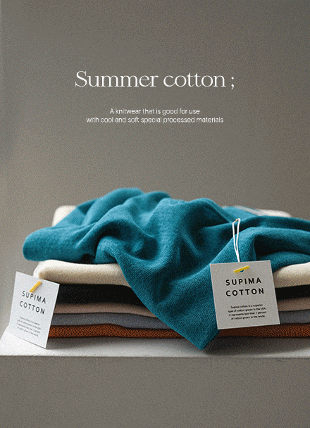 Summer Cotton V-neck Short-sleeve Knitwear Korea