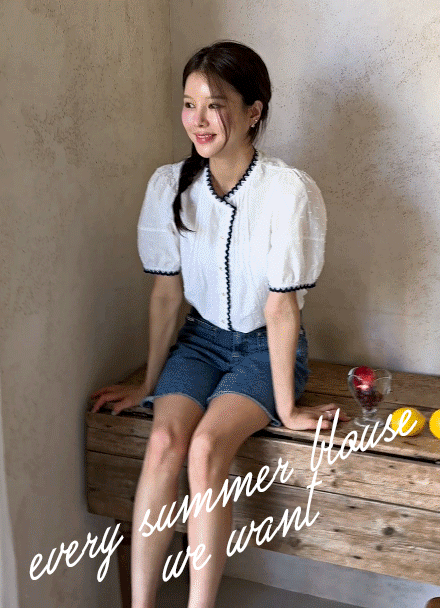 Wave Color Matching Pintuck Blouse Korea