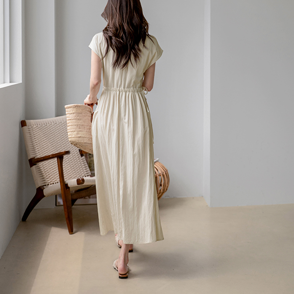 V-neck string 포켓 Dress