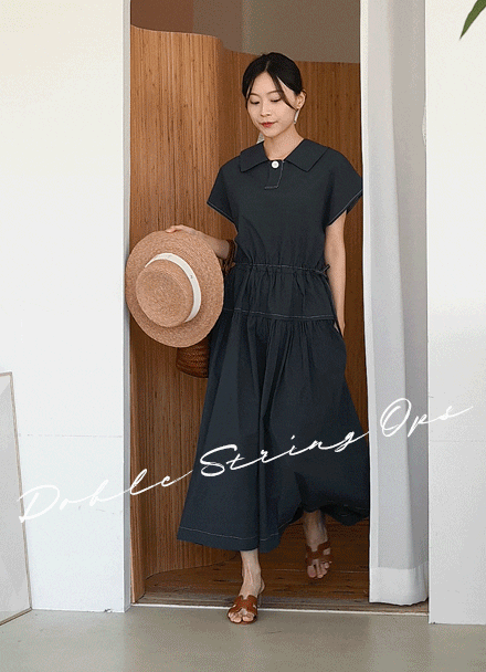 Double Collar String Dress Korea