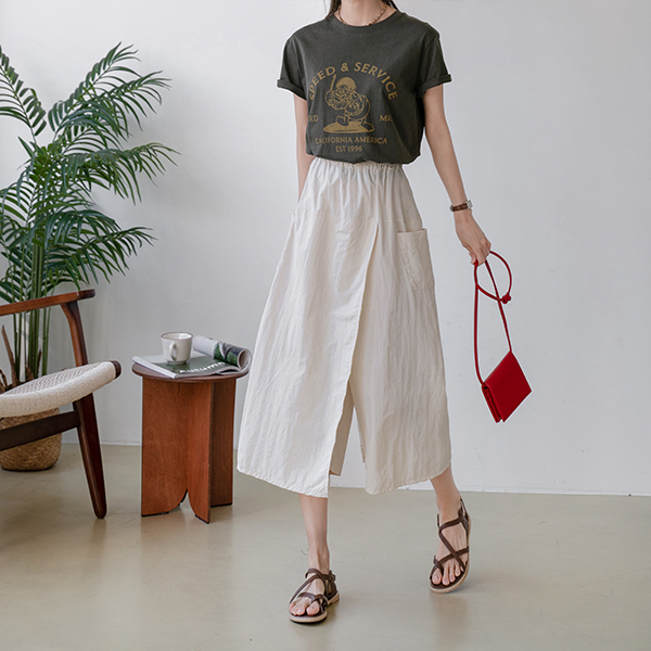 Comfortable Rustling Pocket Wrap Skirt Pants