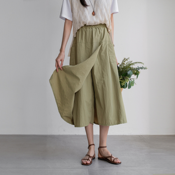 Comfortable Rustling Pocket Wrap Skirt Pants