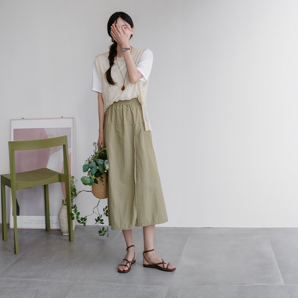 Comfortable Rustling Pocket Wrap Skirt Pants