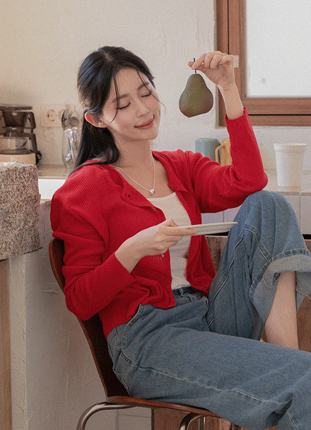 simple 모히또 Corrugated Cardigan Korea