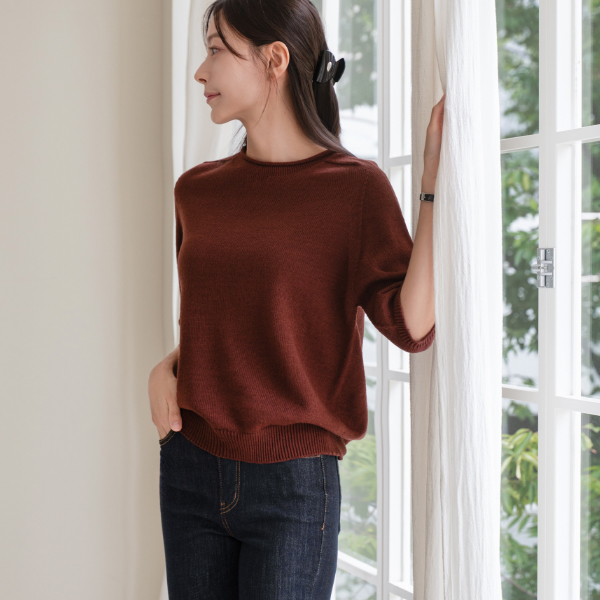 Rolling Holgament Saddle Short-sleeve Knitwear