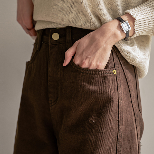 절개 코튼 와이드 Banding Pants