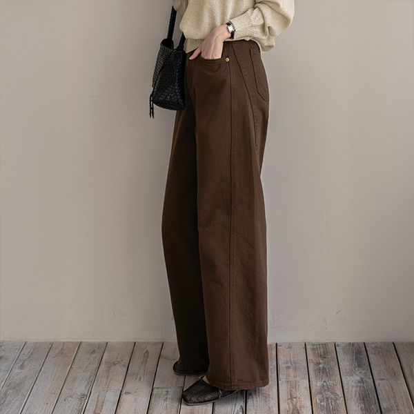 절개 코튼 와이드 Banding Pants